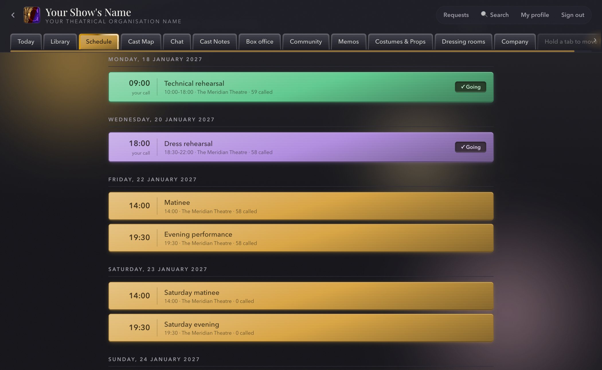 The schedule